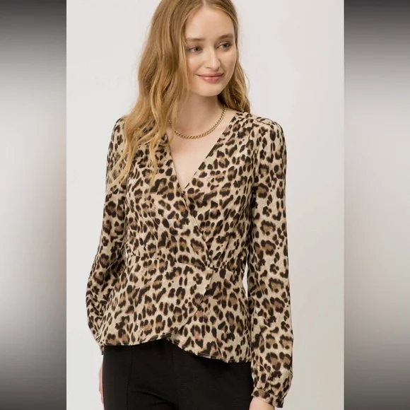 🆕Blouse Leopard Print Wrap Peplum Top S, M & L Available - Picture 5 of 8